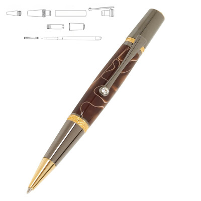 Majestic Squire Gold Or Black TN Chrome Ballpoint Twist Pen Kit Woodturning Fast