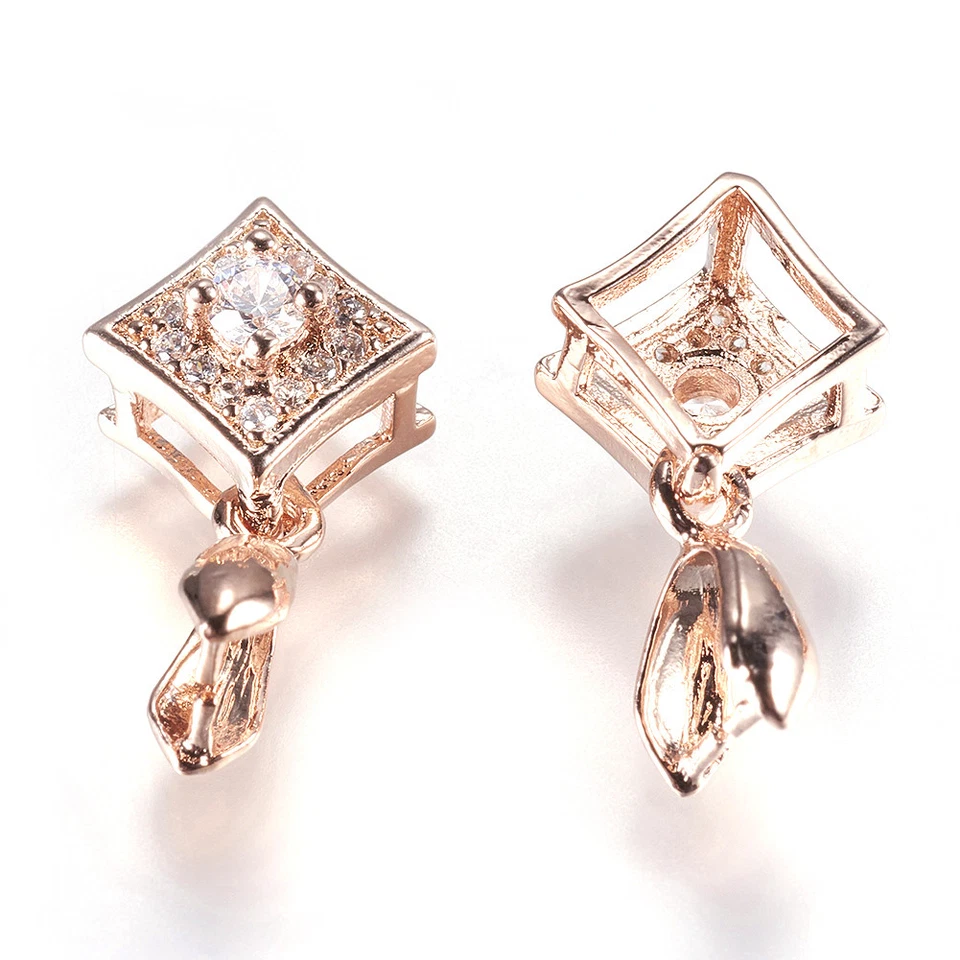 Фурнитура 19 мм из латуни с мощеным цирконием зажимы ромб никель 20 шт. - Изображение 2 из 2