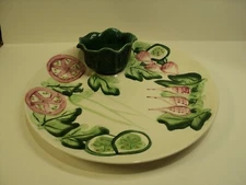 Vintage Chip and Dip Ceramic Vegetable Platter, Charger. 14 inches wide