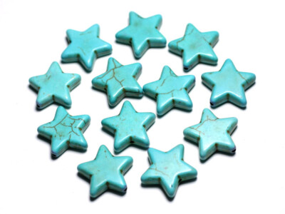Lot De 20 Perles En Pierre Turquoise Synthétique - Forme Étoile De Mer - 14mm - Bleu Turquoise - Réf. 874