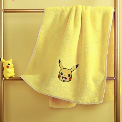 Anime Figure Pikachu face Coral Fleece Towel Cartoon Soft Strong Absorbent