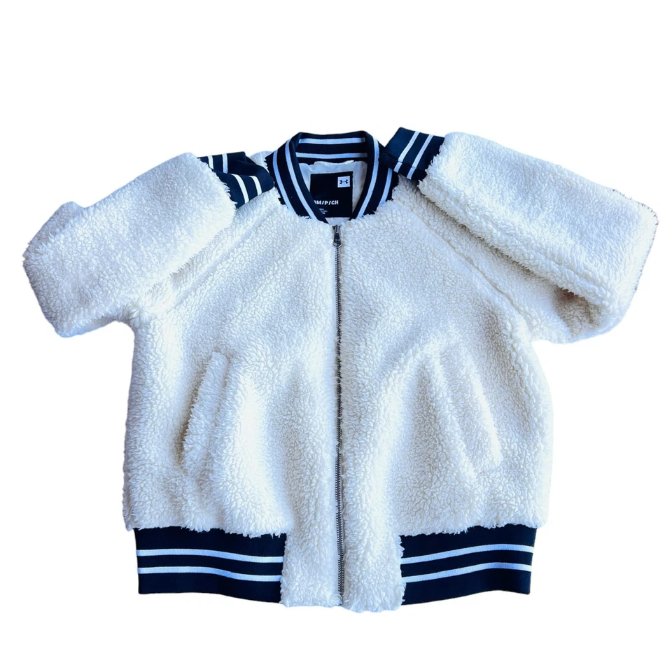 Женская куртка-бомбер Under Armour SM/P на молнии цвета слоновой кости кремовая шерпа - Изображение 4 из 4