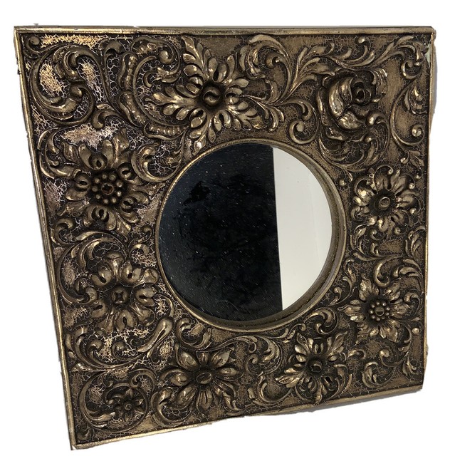 Vintage Mid Century Retro Turner Wall Accessory Mirror Gold Gilt Floral