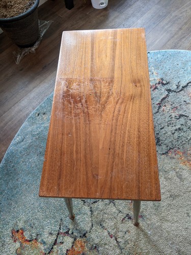 VINTAGE MID CENTURY rechteckiger Holz/Metall-Akzenttisch - Bild 3 von 8