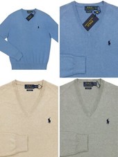Mens Polo Ralph Lauren Lightweight Soft Knit Pima Cotton V-Neck Pullover Sweater