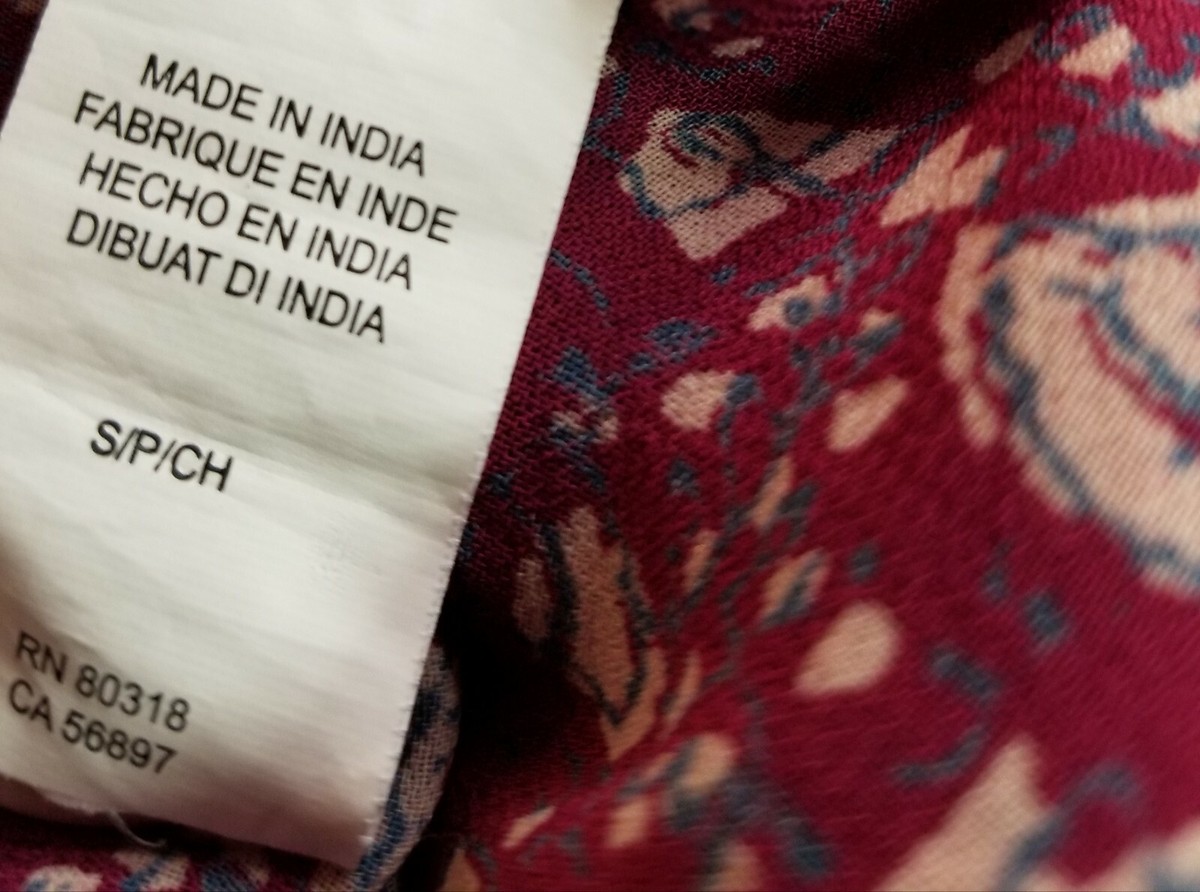 Lucky Brand Sz Small Floral Sheer Rayon Long Sleeve Boho Peasant