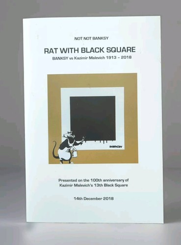 banksy Vs Kazimir Malevich 1913 - 2018 Signed Exhibition Silk Phamphlet Pink...