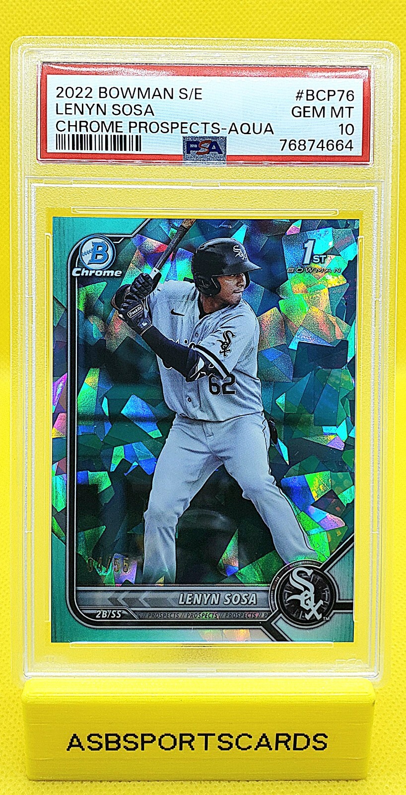 2022 Bowman Chrome Sapphire Lenyn Sosa 1st RC Aqua Ref #4/55 PSA 10 🆎️