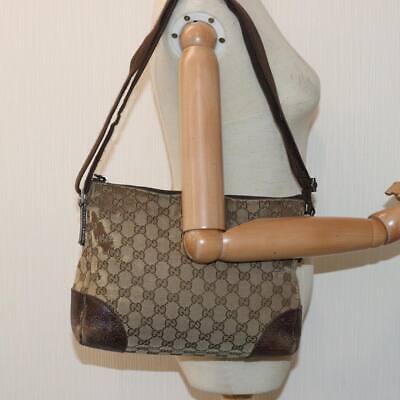 GUCCI GG Canvas Shoulder Bag Beige Brown 114273 Auth 84457 GUCCI GG Canvas Shoulder Bag Beige Brown 114273 Auth 84457