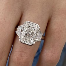 14K White Gold 3-stone Engagement Ring 6ct Radiant Lab-Created Diamond E/VVS2