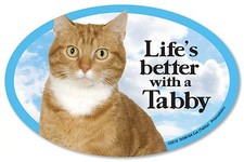 Life's better with a Cat (Tabby) 6" x 4" Oval Magnet Made in the USA