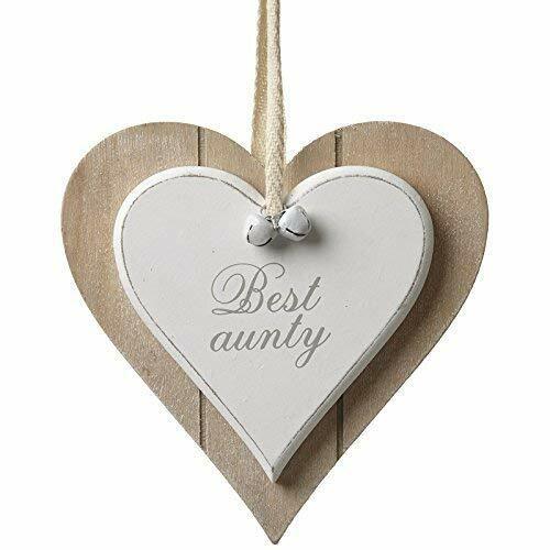 Heaven Sends Shabby Chic Best Aunty Wooden Heart Plaque - Aunty Plaque Gift Idea