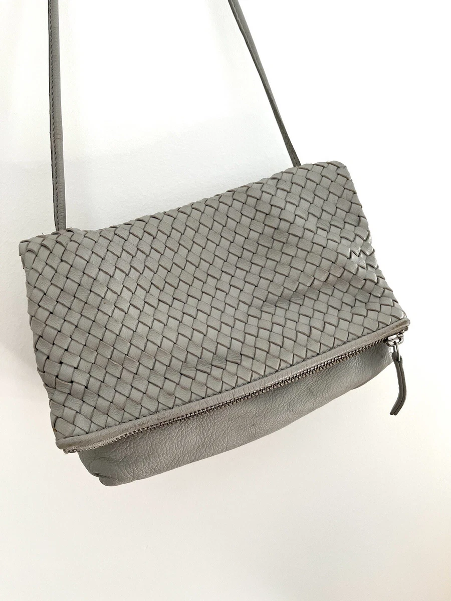 Woven leather online purse