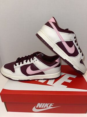 Sz 7 & 12 - Nike Dunk Low Prm Valentine's Day Night Maroon Pink