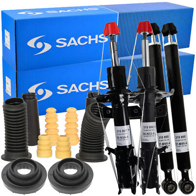 4x SACHS Stoßdämpfer + Service-Kit + Domlager Vorne Hinten für FIESTA 6 1.0-1.6D