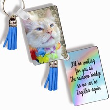 Personalized Rainbow Bridge Pet Memorial Keychain Key Ring Your Pets Photo