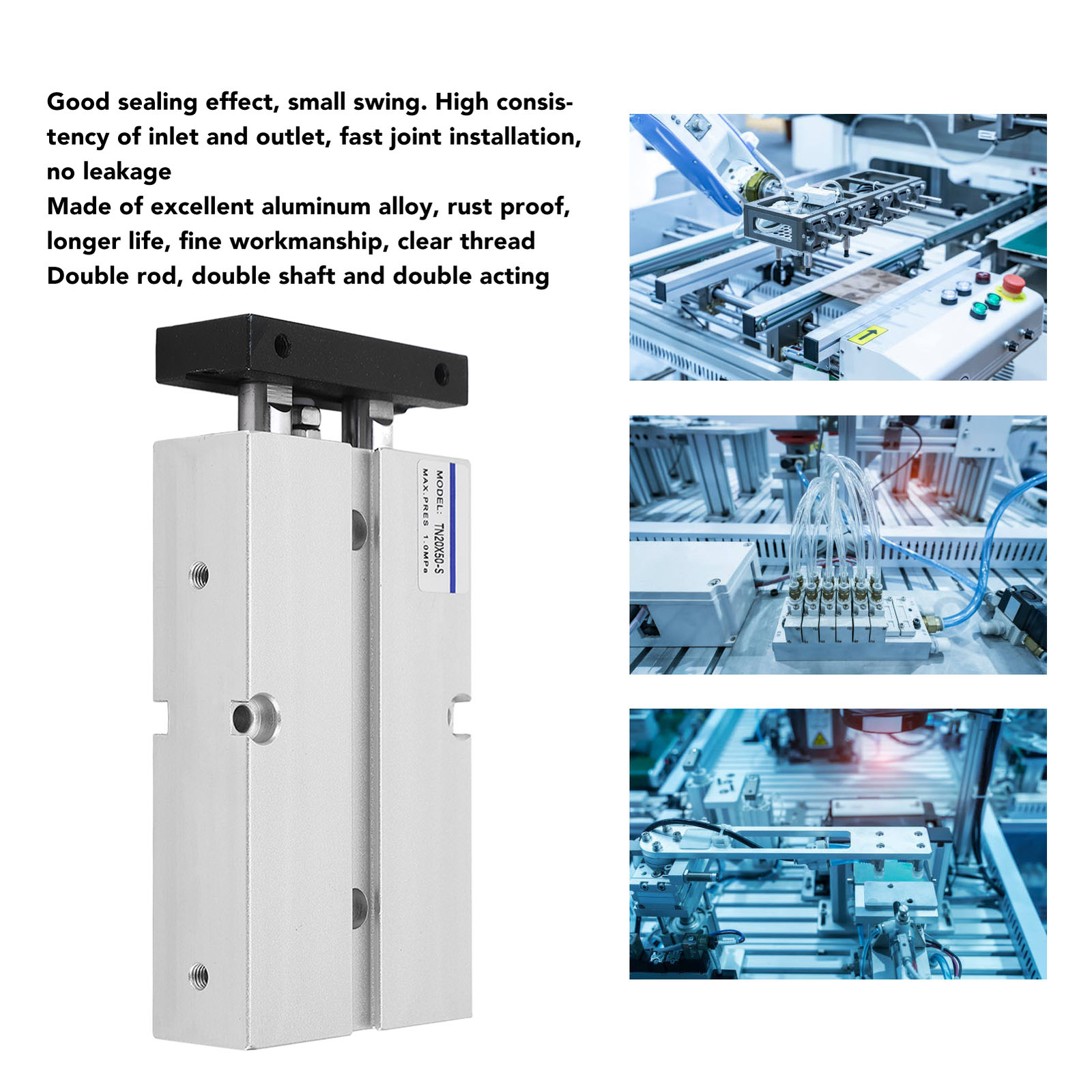 Pneumatic Air Cylinder 20mm Bore 50mm Double Acting Pneumatic