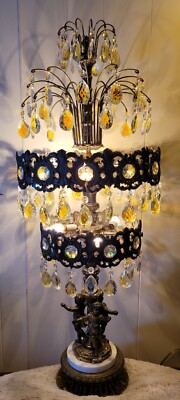 Vintage Loevsky & Loevsky Four Tier Lamp 1969 Brass Cherubs