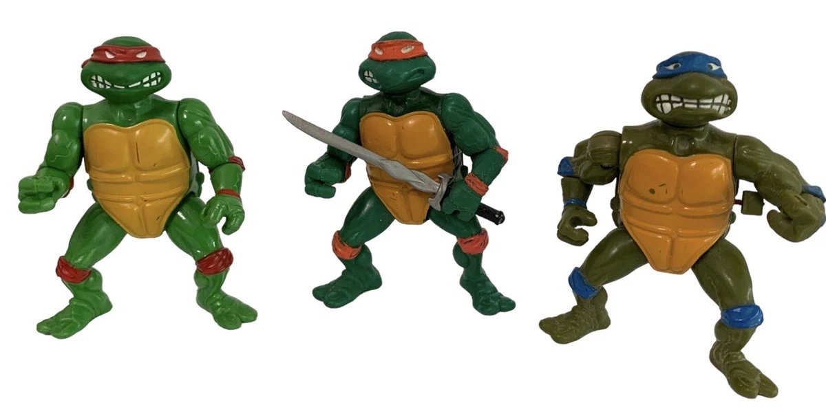 Lot of 3 Vtg 80s TMNT Teenage Mutant Ninja Turtles Action Figure Toys Ralph Leo