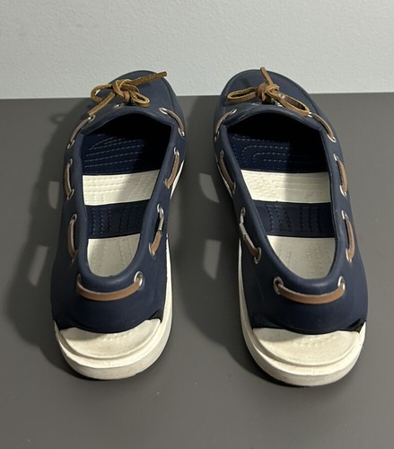 Crocs Beach Line Bootsschuhe Damengröße 8 marineblau weiß Slipper Halbschuh maritim - Bild 7 von 9