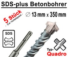 5 Stück SDS-plus Betonbohrer 13 x 350 mm Quadro Bohrer Hammerbohrer Steinbohrer
