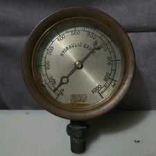 Antyczny duży ciężki miernik hydrauliczny Ashcroft Nowy Jork (5,25 cala)