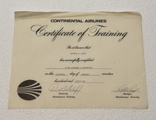 Continental Airlines 1991 Certificate of Trai...