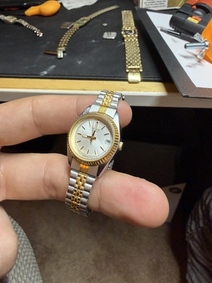 #ad #ad Vintage PULSAR V828 0050 Two Tone Quartz Women#x27;s Watch Sz. 6quot; New Battery $35.00