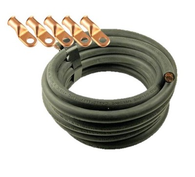 Ultra-Flex Car Battery/Welding Cable - 3/0 Gauge, Black - 10 Feet - and 5 Lugs