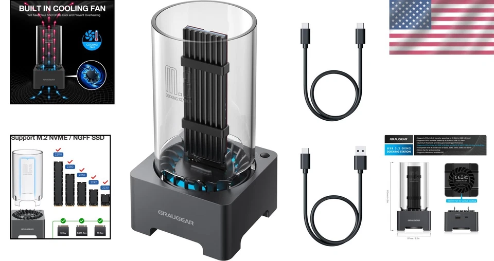 High-Speed M.2 NVMe SATA Adapter Dock with Safety Features - 8TB Capacity - Image 2 of 4