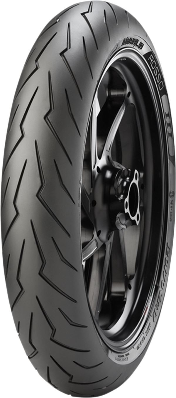 1 x 120/70 ZR17 58W TL Pirelli Diablo Rosso III Motorbike Tyre - Front (D) - Image 19