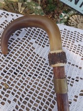Gehstock Gehstock aus poliertem Horn aus Holz Messingknochen und Messinghalsband