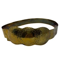 Vintage Hammered Brass Metal Belt Wide Artisan Statement Piece Apx Sz M