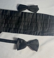 Vintage Black Cummerbund Adjustable Two Bow ties