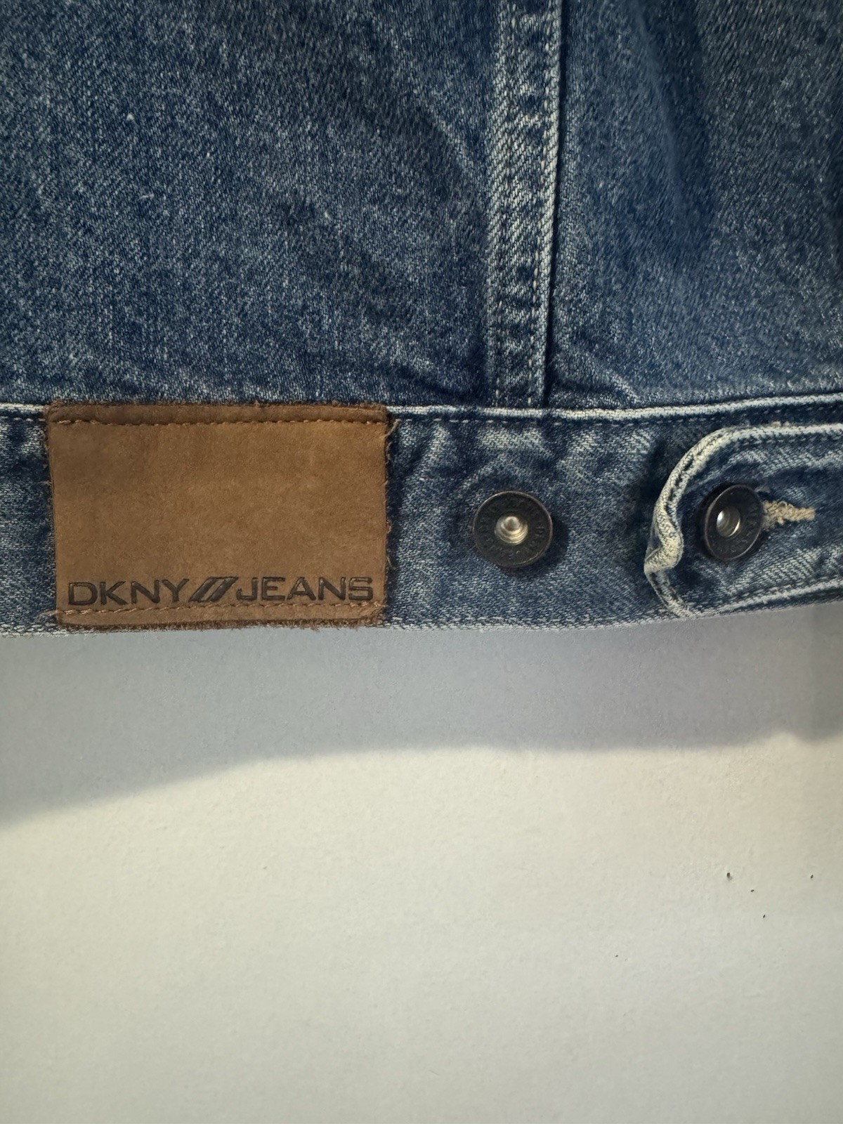 DKNY Denim Jacket with Tan Patch - image 3
