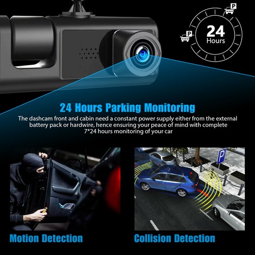 Grabadora de video DVR para tablero de automóvil de 3 lentes sensor G 1080P cámara frontal/trasera/interior- - Imagen 2 de 10