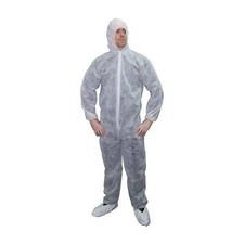 Disposable White Overalls Hooded Paper Boiler Suit Painters Spray Workwear UK
