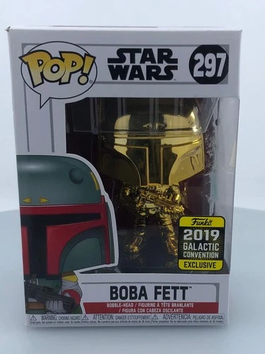Funko POP! Star Wars Chrome Boba Fett Gold #297 BoxLunch Exclusive DAMAGED BOX