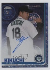 2019 Topps Chrome Rookie Blue Wave Refractor /150 Yusei Kikuchi #RA-YK Auto sc2