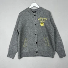 RD Style Womens Jorgina Baseball Jacket M Gray Adore You Smile Academia Cardigan