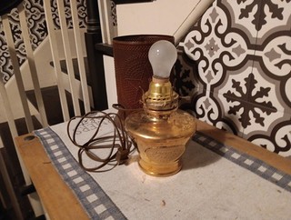 VINTAGE MICHTERS WHISKEY DECANTER FOLK ART LAMP LIGHT POT STILL WHISKEY