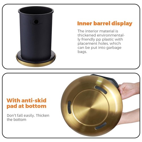 8L/2,1GAL Gebürstetes Gold Badezimmer Abfalleimer, Klein Gold Badezimmer Abfalleimer, Oe... - Bild 3 von 8