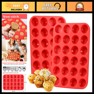 24-Cup Silicone Mini Muffin Pan Set - Nonstick Baking Tray for Cupcakes & Muffin