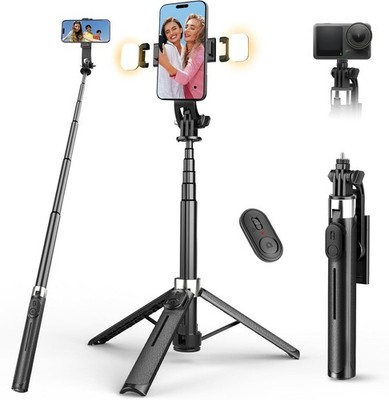 Selfie Stick Bluetooth mit Licht 4 in 1 für Smartphone Stativ Teleskop Stange