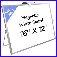 Dry Erase Magnetic White Board, 6" x 2" Double-Sided Dry Erase Board with Sta...