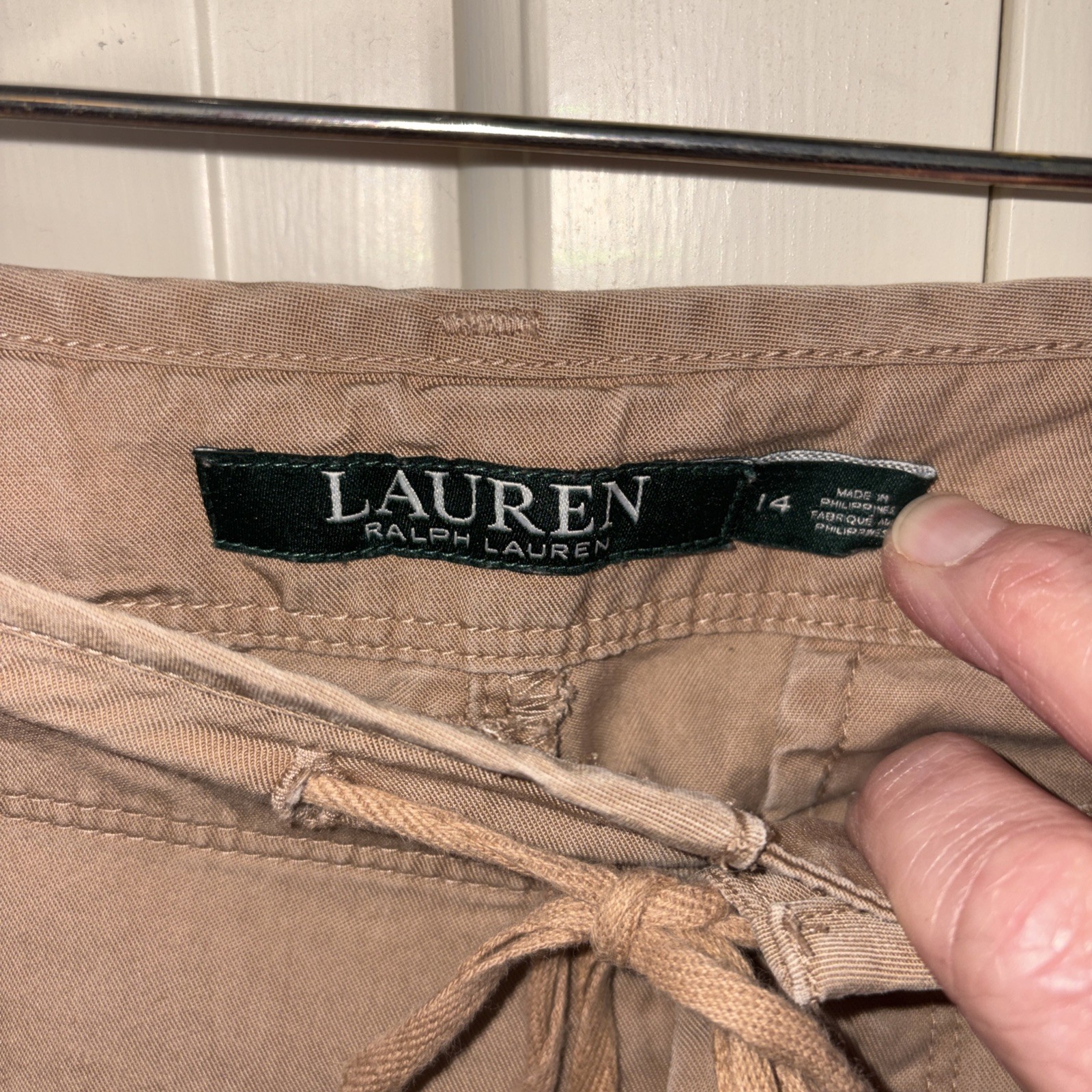 Lauren Ralph Lauren 100% lyocell khaki pants cinch legs size 14 drawstring thumbnail 5