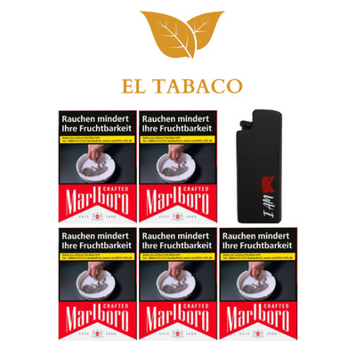 Marlboro Crafted OP Zigarette Red 5 Packungen x 20 Zigaretten + 1x Feuerzeug