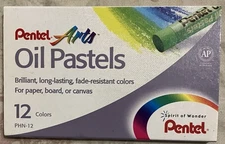 Pentel PHN12 Oil Pastel Set with Carrying Case,12-Color