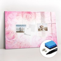 Glas Magnetboard Mit Schwamm Marker Magneten Set BüRo Abstrakte Rosen 60X40 Cm