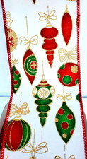 Christmas Ornaments 4" by 2 Yd Wired Ribbon Traditional Red Green Gold Glitter